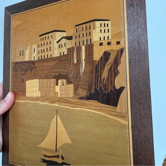 Vintage Sorento Italian Marquetry Inlaid Wood Wall Art - Picture 2 of 4